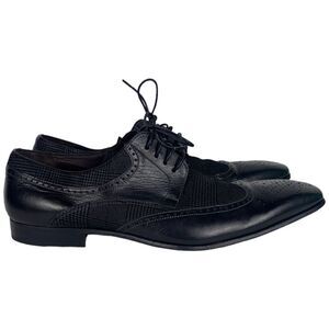 Mezlan Black Textured Oxfords